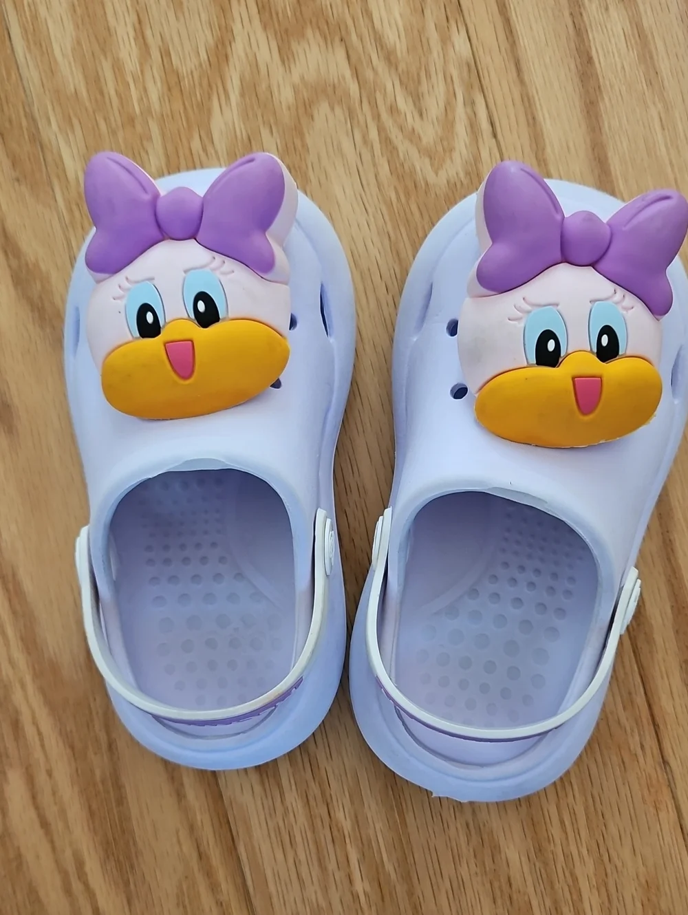 Kids Purple Slip-On Clog Sandals with Cartoon Duck Accent Toddler 7-8 Size